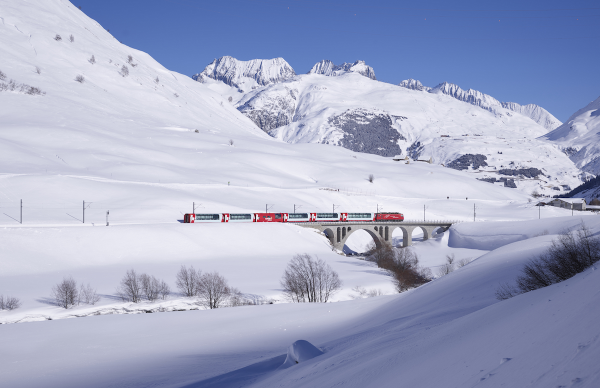 Glacier Express Switzerland Train Ride Zermatt to St. Moritz Train